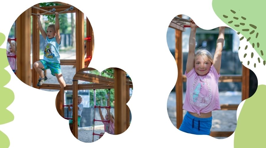 Sur la cabane Chimpanzee, les enfants peuvent grimper et jouer ensemble.
