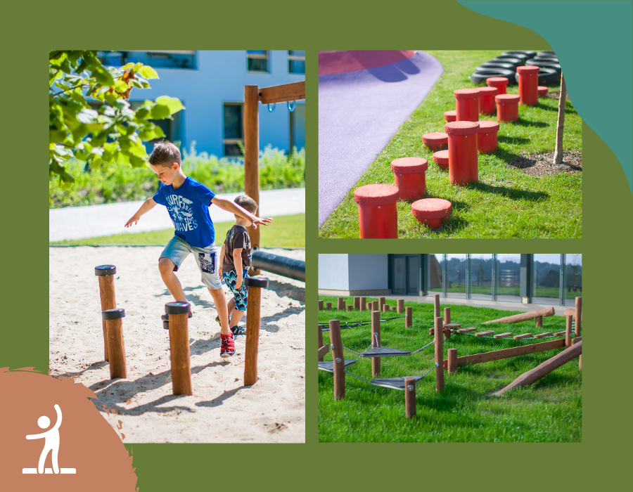 équipement de coordination et d'équilibre en bois