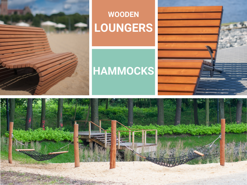 hamacs et chaises longues en bois pour les espaces urbains