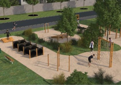 Parcours de fitness – agrès en bois