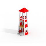 Lighthouse single playhouse, climbing net