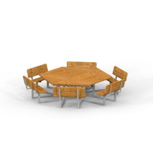 Table & Bench With 6 Seats